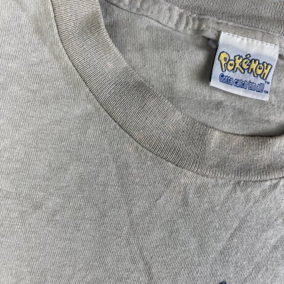 Rare Vintage 1999 Pokemon Tee T Shirt Sand / Off-white / Grey Ash Pikachu READ - Picture 11 of 16